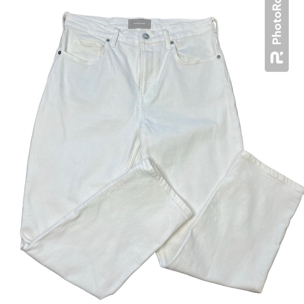 Everlane High Rise Straight Leg White Jeans